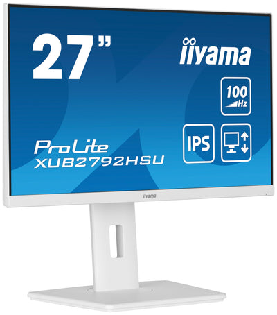 iiyama Prolite XUB2792HSU-W6 68,6cm 27" IPS LED-Monitor Full-HD 100Hz HDMI DP USB3.2 Höhenverstellung Pivot FreeSync weiß