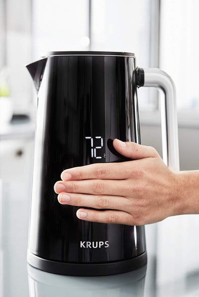 Krups Smart'n Light Wasserkocher, 5 Temperaturen, 1,7 Liter Fassungsvermögen, Innenleben aus Edelstahl, Doppelwandig, Schwarz, BW801810