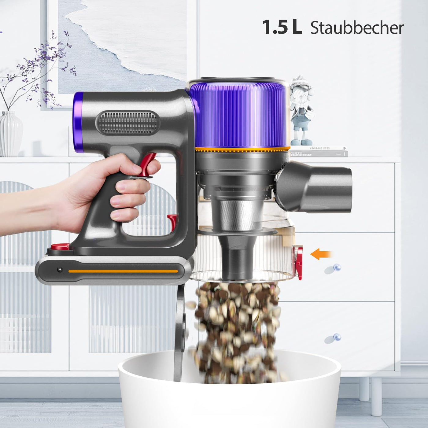 Avalsor 550W/45000Pa/65Mins Akku Staubsauger, Staubsauger Kabellos mit Touchscreen und Anti-Tangle-Bürste, Staubsauger 1.5L Staubbehälter, 9-in-1 für Hartböden, Teppiche und Tierhaare