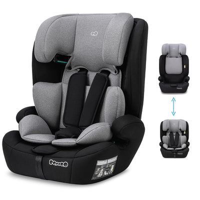 Booboo Safety Berlin, i-Size Kindersitz ohne Isofix ab 1 Jahr, Autositz von 76 bis 150 cm, mitwachsend - Black Grey