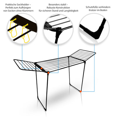 BigDean Wäscheständer 20m extra hoch & Dicke Leinen - Wäschetrockner Made in Europe