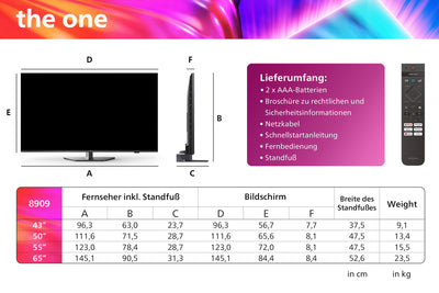 Téléviseur LED intelligent Philips Ambilight 43PUS8909 4K - Écran 43 pouces avec plate-forme Titan OS Ultra HD au pixel près et son Dolby Atmos. Fonctionne avec Alexa et Google Voice Assistant – Gris anthracite