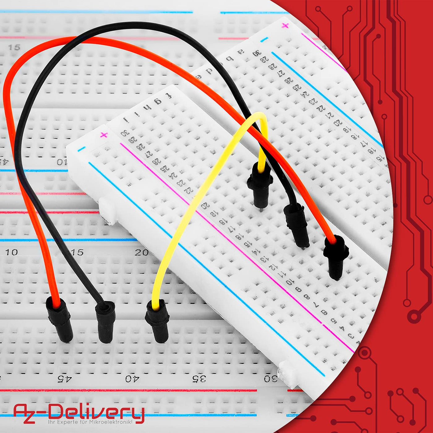 AZDelivery 3 x Mini Breadboard 400 Pin mit 4 Stromschienen kompatibel mit Arduino und Jumper Wire Kabeln