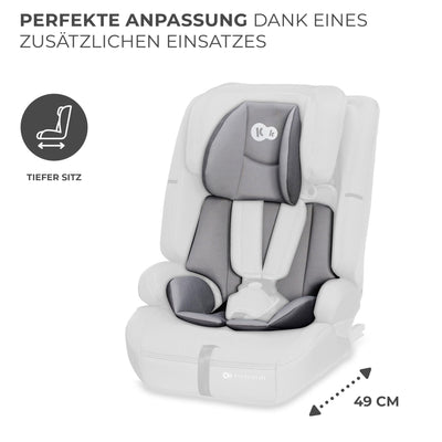 Kinderkraft SAFETY FIX 2 I-SIZE 76-150 cm Kindersitz 9-36 kg, Kinderautositze mit isofix, Einstellung der Kopfstütze, spezielle Sicherheitssysteme, 5 punkt gurte, Einsatz im set, Grau