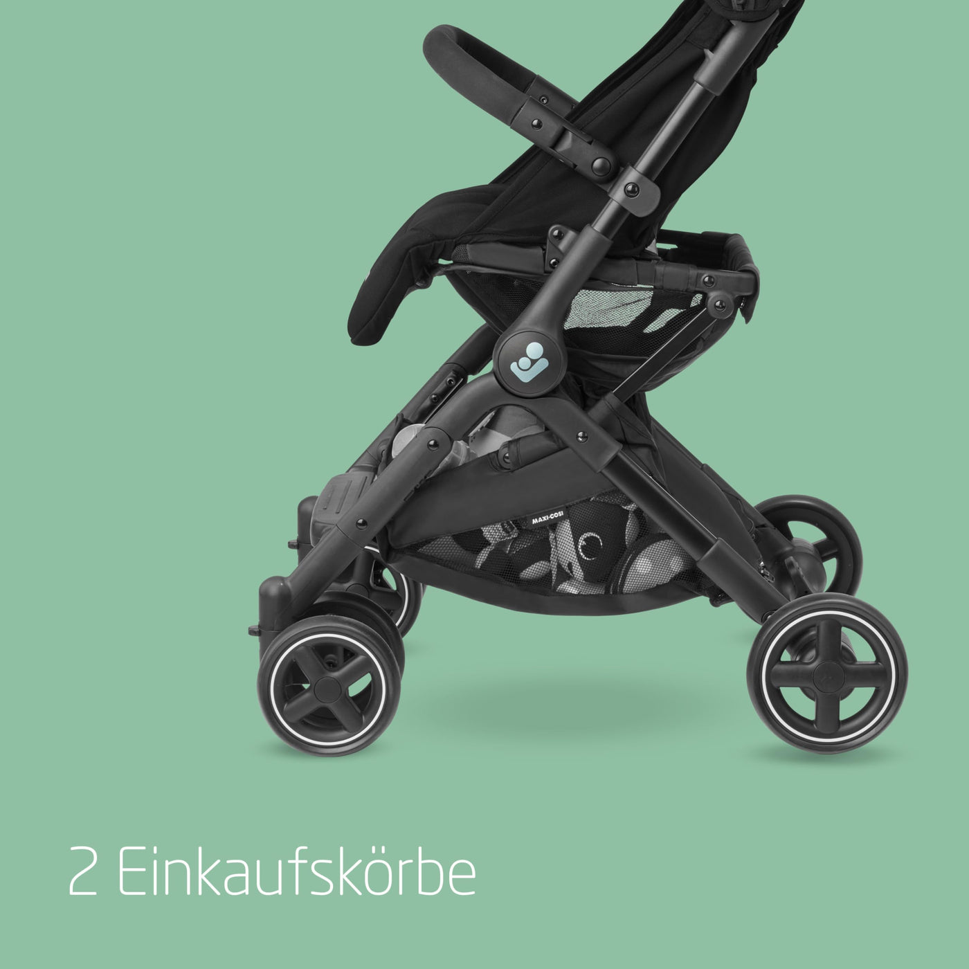 Maxi-Cosi Lara2 Baby Kinderwagen, 0–4 Jahre, 0–22 kg, federleichter, kompakter Buggy, 3 Liegepositionen, flache Liegeposition, klein zusammenklappbar, Schultergurt, Essential Black