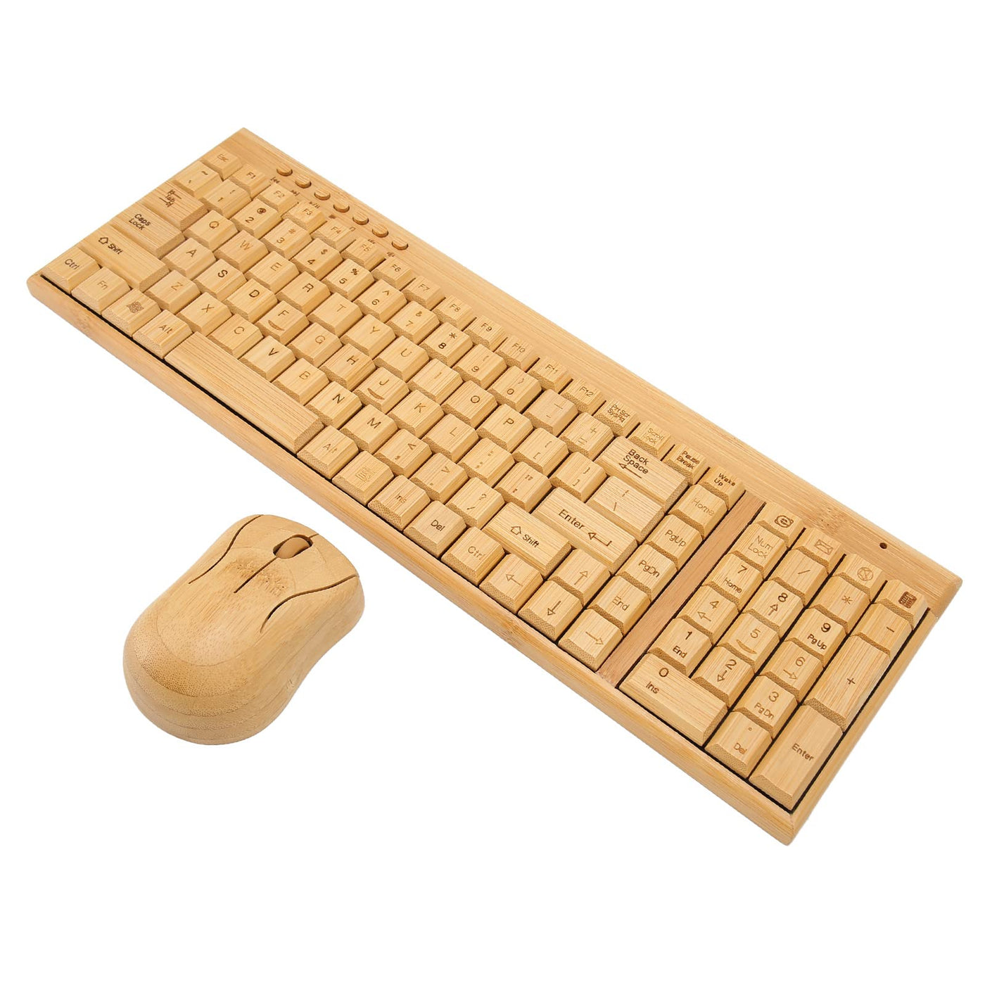 Bambus-Tastatur und -Maus, 2,4-GHz-Tastaturmaus mit Kabelloser Verbindung, Plug-and-Play, Bambusholzmaterial, für Büro und Gaming, Kombination aus Maus und