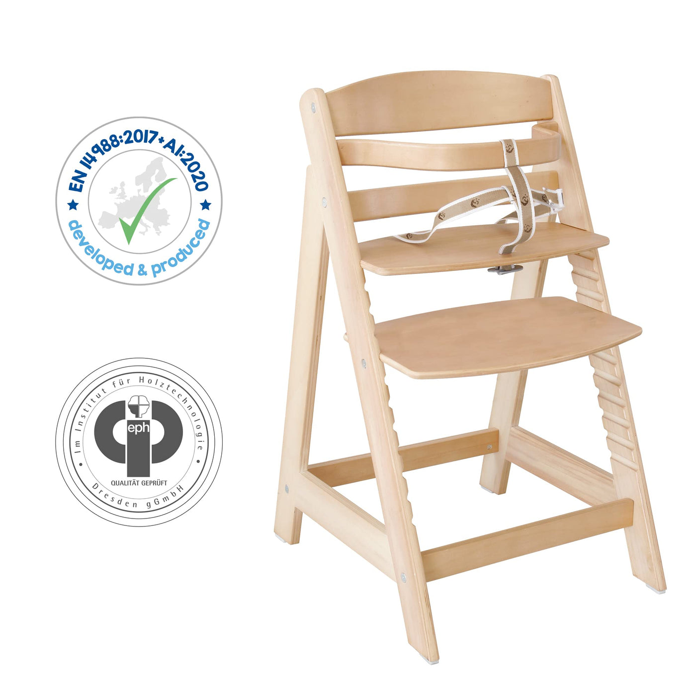 roba Treppenhochstuhl Sit Up III - Mitwachsender Baby Hochstuhl - ab 6 Monaten - Kinderhochstuhl aus Holz natur - Stuhl bis 50 kg belastbar, 1 Stück (1er Pack)