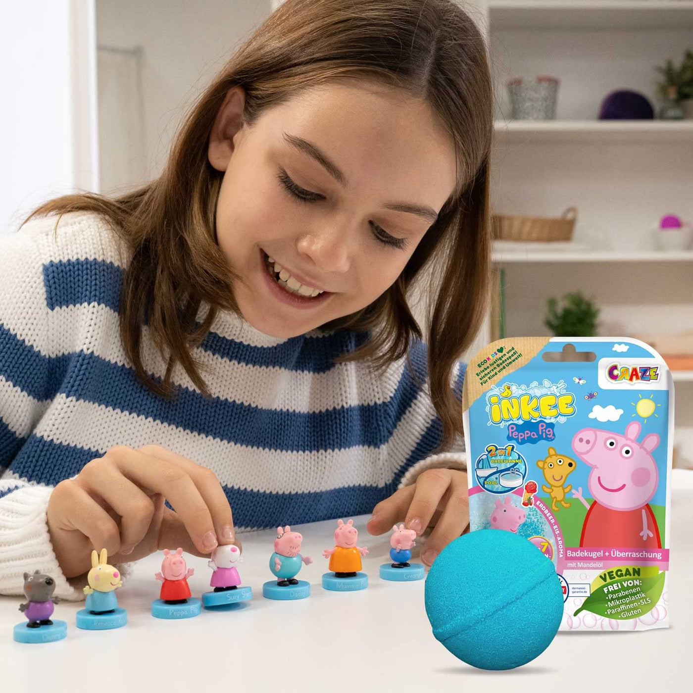 INKEE SURPRISE - Peppa Pig Badekugeln Kinder mit Überraschung Peppa Wutz Spielzeug für die Badewanne - Badezusatz Kinder