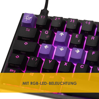 Ducky ONE 2 Mini Gaming Tastatur, RGB-LED Gaming Keyboard, Cherry MX-Brown, Mechanische Tastatur, TLK-Mini-Version 60% Key Layout, Mechanische Tastatur mit USB C Stecker, Abnehmbare Kabel, Schwarz