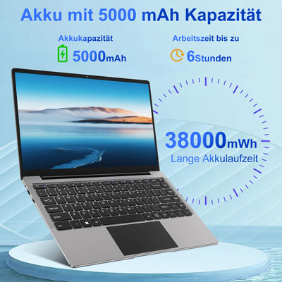 bvate Laptop 14 Zoll Win11 8GB+256GB SSD Unterstützung 1TB Notebook Celeron N4020 (bis 2.8GHz) 1920x1080p WiFi BT4.2 Deutscher Tastaturschutz und kabellose Maus-Gray