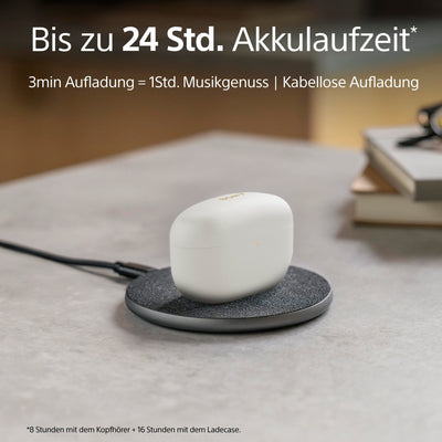 Sony WF-1000XM5 Kabellose Noise Cancelling Kopfhörer, Bluetooth, In-Ear-Kopfhörer, Mikrofon, bis zu 24 Stunden Akkulaufzeit, Schnellladefunktion, IPX4, iOS & Android kompatibel - Silber, klein