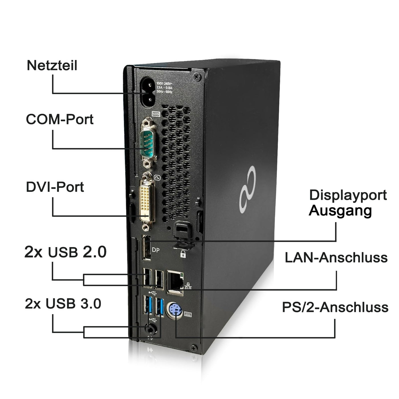 Fujitsu Esprimo Q556/2 - Schneller Mini PC mit Intel Core i5 6500T - Silent Business Office Computer + Multimedia Rechner bis zu 3,1 GHZ - 8GB DDR4 RAM - 512GB SSD - inkl Win 11 Pro + Greed Mousepad