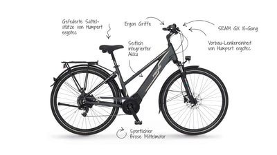 Fischer E-Bike Trekking, VIATOR 5.0i Elektrofahrrad für Damen, RH 44 cm, Mittelmotor 50 Nm, 36 V Akku im Rahmen, schiefergrau matt, 28 Zoll