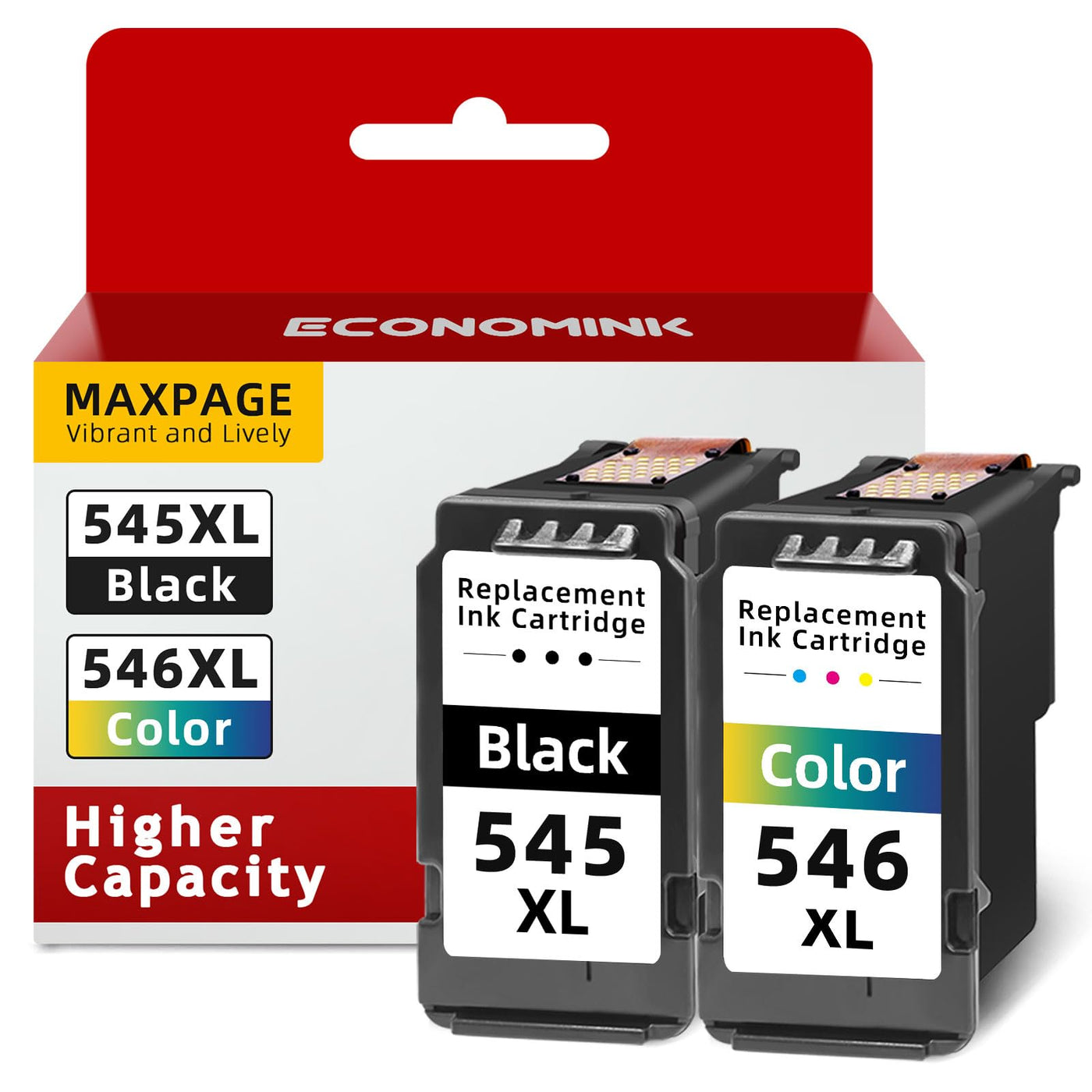 Economink 545 546 XL Multipack, Patronen 545 546 Kompatibel für Canon Druckerpatrone 545 546, PG-545XL Schwarz, CL-546XL Farbe. Geeignet für Canon PIXMA TS3300, TS3150, TS3350, TS3400, TS4500 Drucker.