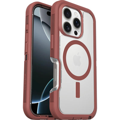 OtterBox Defender Series XT MagSafe Hülle für iPhone 16 Pro, stoßfest, Ultra-robust, schützende Hülle, 7X getestet nach Militärstandard, Transparent/Braun