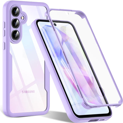 OWKEY für Samsung Galaxy A55 Hülle, Stoßfest Silikon Samsung A55 5G Handyhülle, 360° Rundumschutz Schutzhülle mit Integriertem Displayschutz, Bumper Case für Samsung Galaxy A55 (Lila)