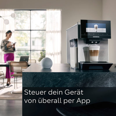 Siemens Kaffeevollautomat EQ900 TQ903D03, App-Steuerung, intuitives Full-Touch-Display, Barista-Modus, AromaBoost, Geräuschreduzierung, Premiummahlwerk, automatische Dampfreinigung, 1500 W, edelstahl