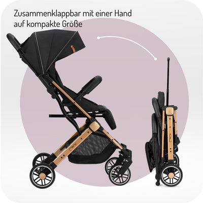 MOMI ESTELLE Kinderwagen für Kinder ab 6 Monat bis zu max. Körpergewicht von 15 kg, H105 x B51 x T75 cm, klappbar auf die Maße H65 x B51 x T21 cm, Gewicht 7,5 kg, 5-Punkt-Sicherheitsgurt