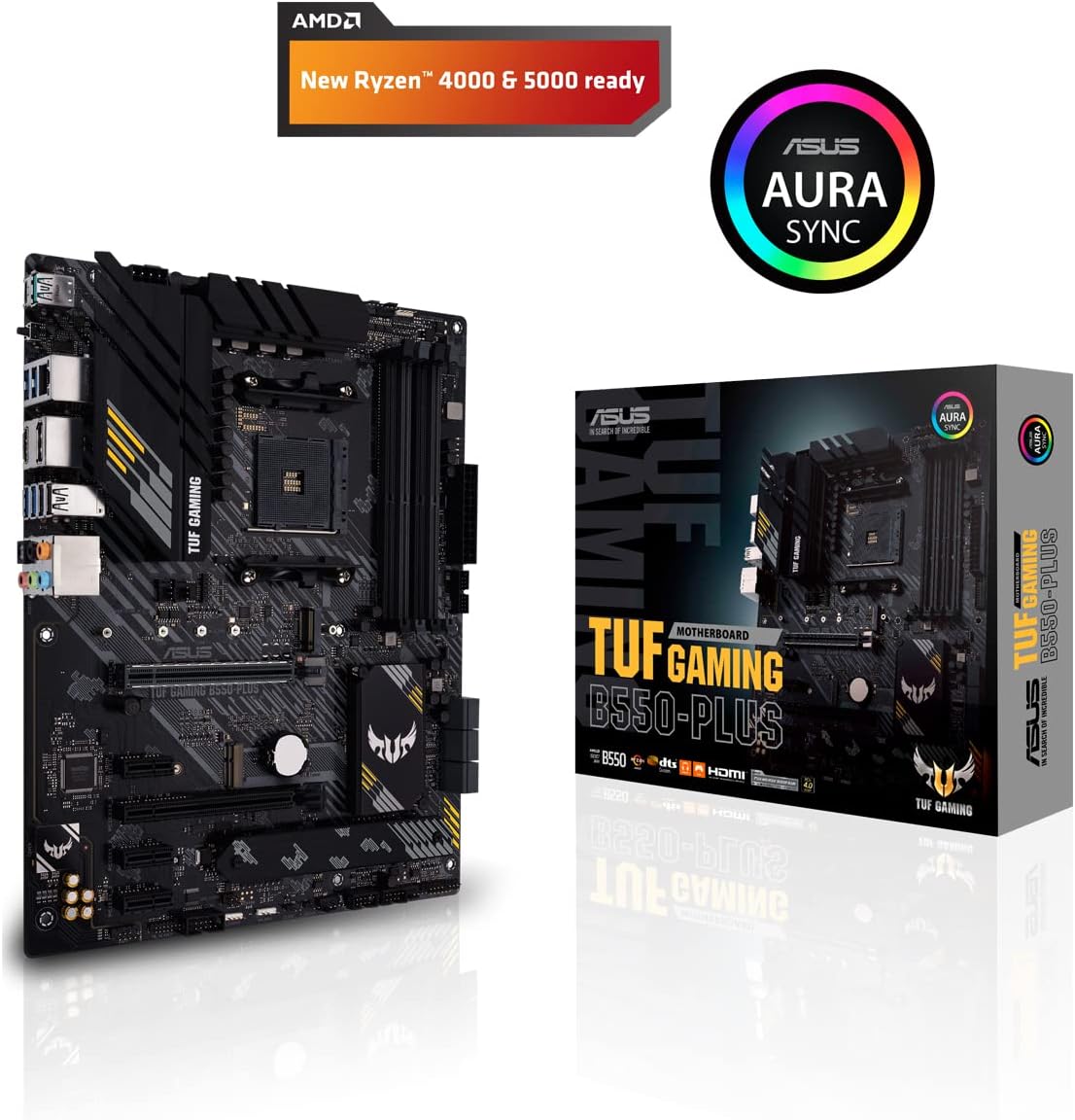 ASUS TUF Gaming B550-Plus Mainboard Sockel AM4 (ATX, Ryzen, PCIe 4.0, 2x M.2, 2Gbit/s Ethernet, SATA 6Gbit/s, USB 3.2 Gen 2 Typ-A/C, Aura Sync)