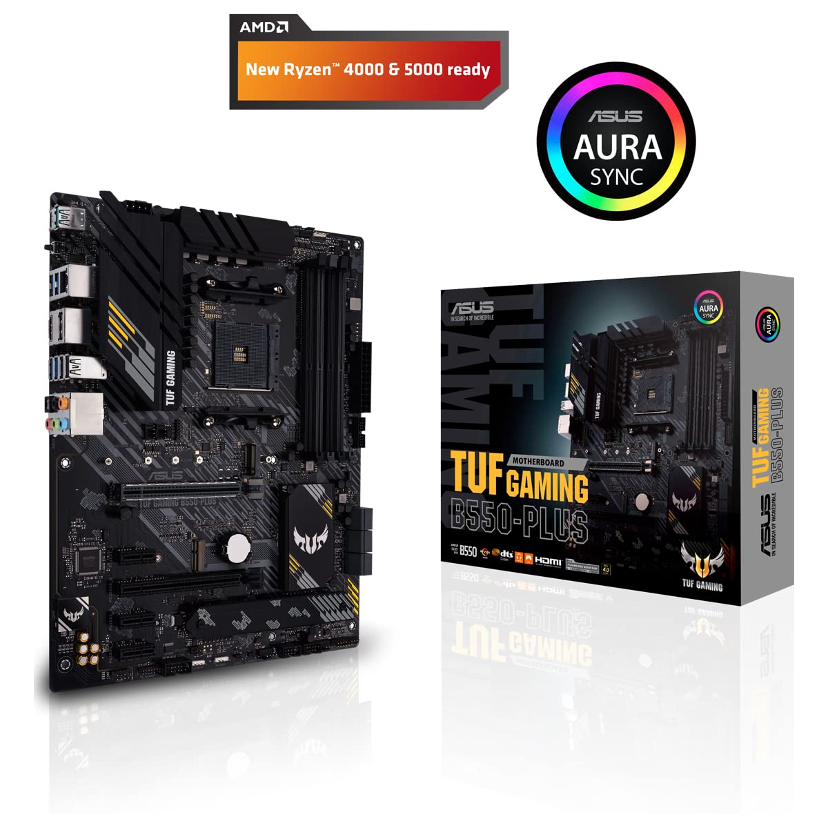 ASUS TUF Gaming B550-Plus Mainboard Sockel AM4 (ATX, Ryzen, PCIe 4.0, 2x M.2, 2Gbit/s Ethernet, SATA 6Gbit/s, USB 3.2 Gen 2 Typ-A/C, Aura Sync)