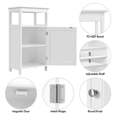 Yaheetech 4-stufiger Badezimmerschrank Bodenschrank mit Einzeltür & Verstellbarem Einlegeboden Standschrank fürs Badezimmer/Wohnzimmer/Küche/Flur/Kleine Räume Weiß