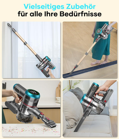 Aspirateur sans fil ZCAISH, 45000Pa/550W/60 minutes Aspirateur sans fil avec écran intelligent, aspirateur avec chargement mural et brosse anti-enchevêtrement pour tapis, sols durs et poils d'animaux (mise à niveau)