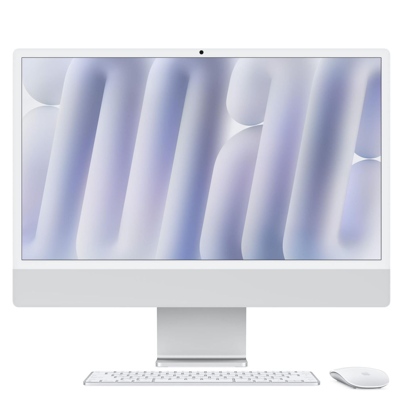 Apple iMac All-in-One Desktop-Computer mit M4 Chip mit 8 Core CPU und 8 Core GPU: 24" Retina Display, 16 GB gemeinsamer Arbeitsspeicher, 256 GB SSD Speicher, passendes Zubehör; Silber