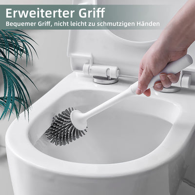 Braoses WC Bürste Wandmontage & Stehen Silikon Toilettenbürste mit Halter Set Langer Stiel klobürste und schnell trocknendem Haltersatz für Badezimmer oder Gäste-WC (Weiß & Grau)