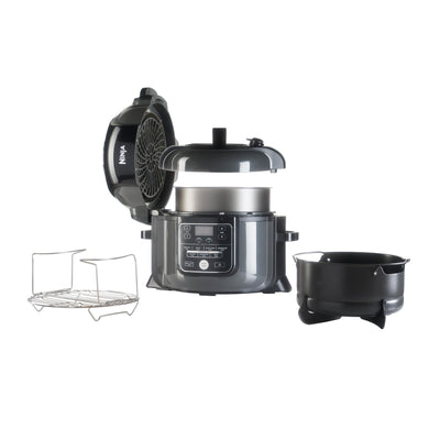 Ninja Foodi Multikocher, 6L, 7-in-1 Multicooker, Pressure Cooker Schnellkochtopf, Airfryer Heißluftfrittieren, Slow Cooker Langsamkochen, Grillen und mehr, gebürsteter Stahl & Schwarz, OP300EU