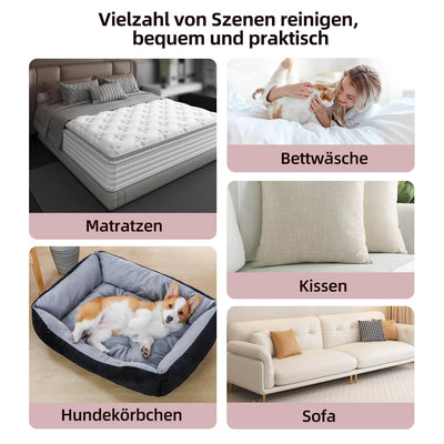 FEVORCS Milbensauger für Matratzen mit UV Licht 17 Kpa Matratzensauger mit Doppel-Walzen 450W Saugleistung Doppel-Staubbehälter 600ml für Polsterung Bett Sofa Tierhaar