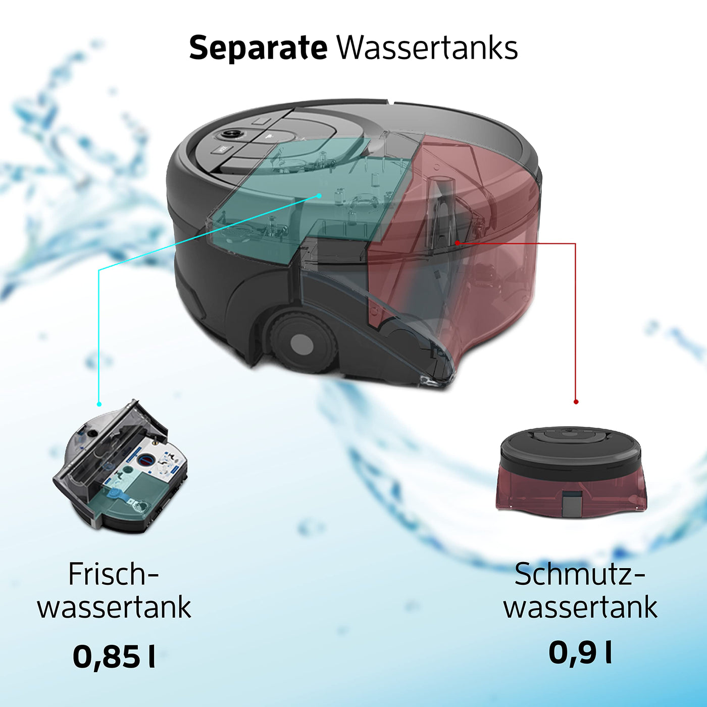 ZACO W450 Wischroboter mit getrennten Frisch- & Schmutzwassertank, bis 80 Min Nass wischen, automatischer Wischer für Hartboden, Holzboden & Parkett, intelligente Navigation, App & Alexa Steuerung