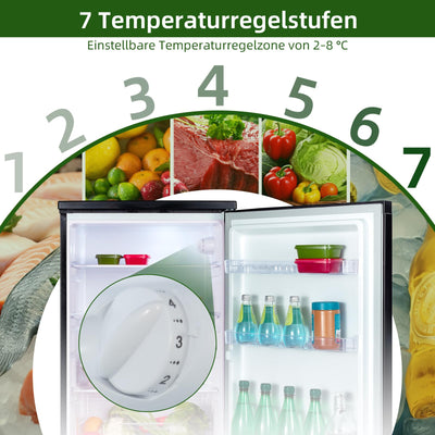 CHIQ CSF120BE Freistehender Kühlschrank ｜Low-frost Technologie | 12 Jahre Garantie auf den Kompressor*, Dunkler Edelstahl Look (130L) | 114 x 47 x 49,5 cm (HxBxT)