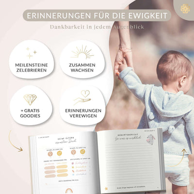 Lebenskompass Babyalbum Mein erstes Jahr "PURE" mit über 75 Stickern & Spruchkarte EXTRA - Ein Baby Buch zum Eintragen - Das Babytagebuch & Erinnerungsbuch für Mädchen & Jungen