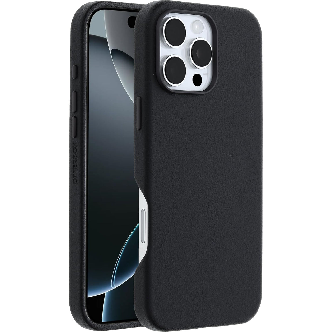 OtterBox Symmetry Series Cactus Leather MagSafe Hülle für iPhone 16 Pro Max, stoßfest, sturzsicher, dünne Schutzhülle, 3X getestet nach Militärstandard, Schwarz