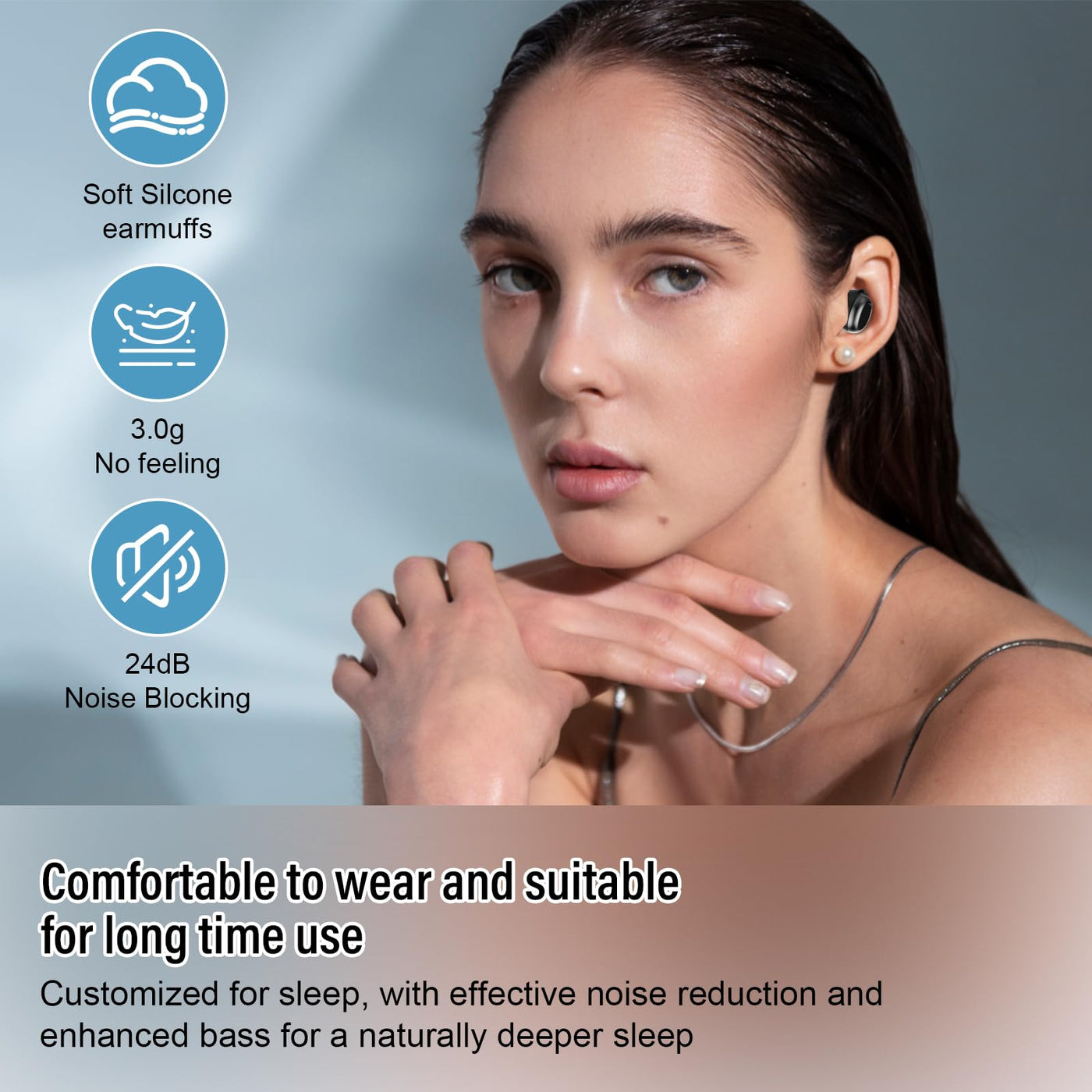 DUSONLAP Bluetooth Kopfhörer, Mini In Ear Kopfhörer Kabellos Bluetooth 5.4 HiFi Immersiv Sound, 47Std Spielzeit Schlafkopfhörer mit Passiver Geräuschmaskierung, LED-Anzeige, IPX7 Wasserdichte Ohrhörer