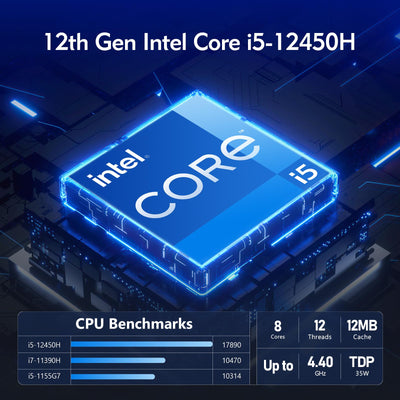 GEEKOM Mini IT12 Mini PC, NUC12 i5-12450H (8 Kerne, 12 Threads, bis zu 4,4 GHz), 16 GB DDR4 512 GB SSD Windows 11 Pro Mini Computer - 8K | USB4 | WiFi 6E | BT5.2 für den täglichen Gebrauch