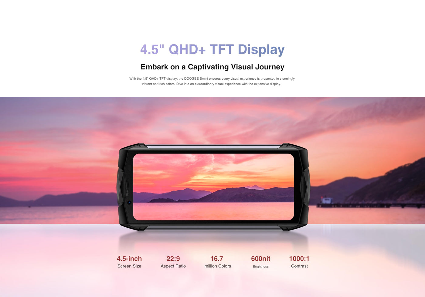 DOOGEE Smini Outdoor Unlocked Smartphone Ohne Vertrag, Helio G99 Octa Core 15GB + 256GB, 50MP Kamera + 8MP, 4.5 Zoll, 3000mAh Akku / 18W, NFC Simlockfreie Handys 4G Rugged Phones Lila