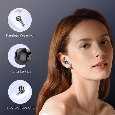 Bluetooth Kopfhörer, Kopfhörer Kabellos Bluetooth 5.3 In Ear Kopfhörer mit 4 ENC Noise Cancelling Mic Ear buds, LED-Anzeige, Kabellose Kopfhörer 52H Tiefer Bass, IPX7 Wasserdicht Ohrhörer, Schwarz