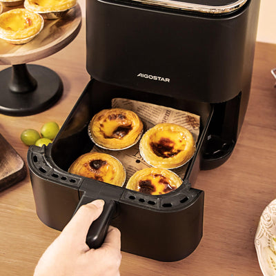 Aigostar Dot - Heißluftfritteuse 2L, Airfryer mit 8 Programmen und LED-Touchscreen, 1200W, einstellbare Zeit und Temperatur, herausnehmbarer Antihaft-Rost, leicht zu reinigen, BPA-frei