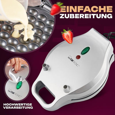 Clatronic® Waffeleisen für trendige Bubble-Waffeln | Bubble Waffeleisen mit 180° Rotationsfunktion für gleichmäßige Backergebnisse | Waffle Maker mit antihaftbeschichteter Backfläche | 700W | WA 3772