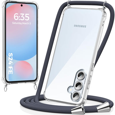 caslord Handykette für Samsung Galaxy S24 FE 5G Hülle mit Band, Handyhülle für zum Umhängen, Necklace Hülle [Stoßfest] [Kameraschutz] [Längenverstellbar] -Dunkelgrau