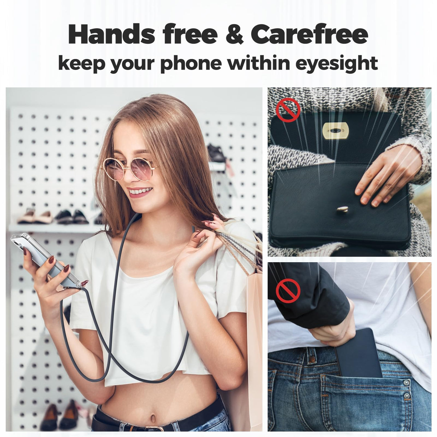 caslord Handykette für Samsung Galaxy S24 FE 5G Hülle mit Band, Handyhülle für zum Umhängen, Necklace Hülle [Stoßfest] [Kameraschutz] [Längenverstellbar] -Dunkelgrau