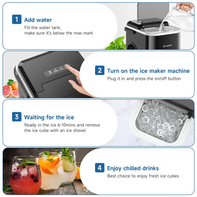 Eiswürfelmaschine, 120W Eiswürfelbereiter 8 Eiswürfel in 8-10 Minuten, 12kg/24h, LED Display Ice Maker Machine mit Infrarotsensor & Selbstreinigung