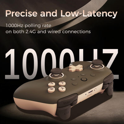 AKNES 8Bitdo Ultimate 2C 2.4G Wireless Controller für Windows PC und Android, mit Hall Effekt Joysticks und Hall Trigger, 1000Hz Polling Rate, und Remappable L4/R4 Bumpers (Brownie)