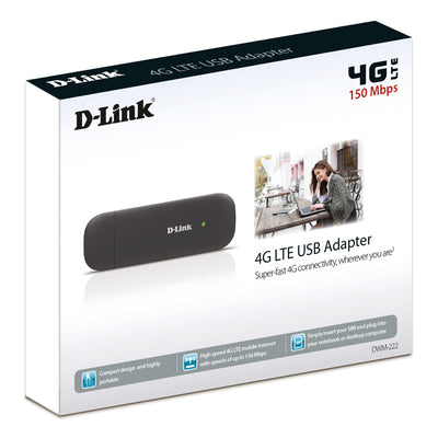 D-Link DWM-222 4G LTE USB Adapter (USB-Anschluss, 4G/LTE/3G, HSPA+, 150 Mbps Download und 50 Mbps Upload) schwarz/anthrazit