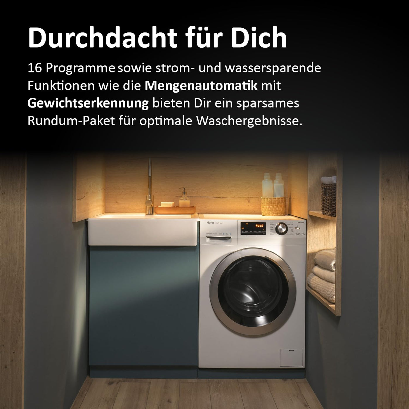 Haier SERIE 636 HW80-BP14636N I Frontlader Waschmaschine 8kg I Washing Machine mit A-Effizienz, 1.400 U/Min. & sparsamem Inverter-Motor I Inkl. Vollwasserschutz, Dampffunktion & Mengenautomatik