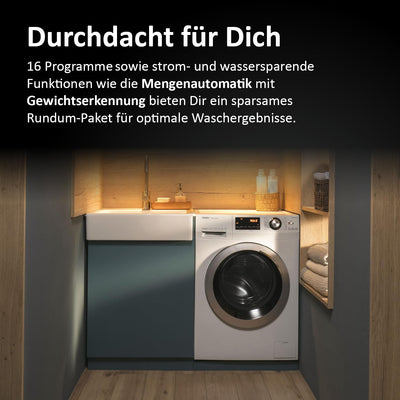 Haier SERIE 636 HW80-BP14636N I Frontlader Waschmaschine 8kg I Washing Machine mit A-Effizienz, 1.400 U/Min. & sparsamem Inverter-Motor I Inkl. Vollwasserschutz, Dampffunktion & Mengenautomatik