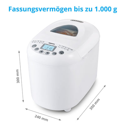 MEDION Brotbackautomat (Brotbackmaschine, 550 Watt, bis zu 1000g, 19 Backprogramme, 3 Bräunungsgrade, Warmhaltefunktion, Zeitvorwahl MD 11011)