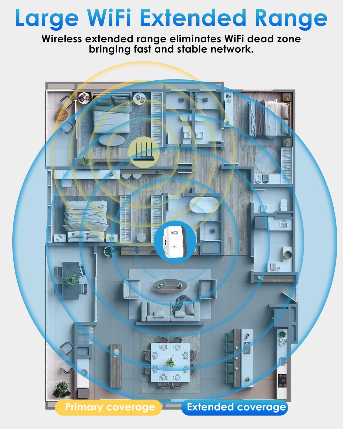 WLAN Verstärker, Neuestes WLAN Repeater 300 Mbit/s 2.4 GHz, Internet Verstärker,WiFi Repeater, WiFi Extender Booster mit Repeater/AP Modus und WPS-Funktion Internet Verstärker bis zu 3000qm (weiß)