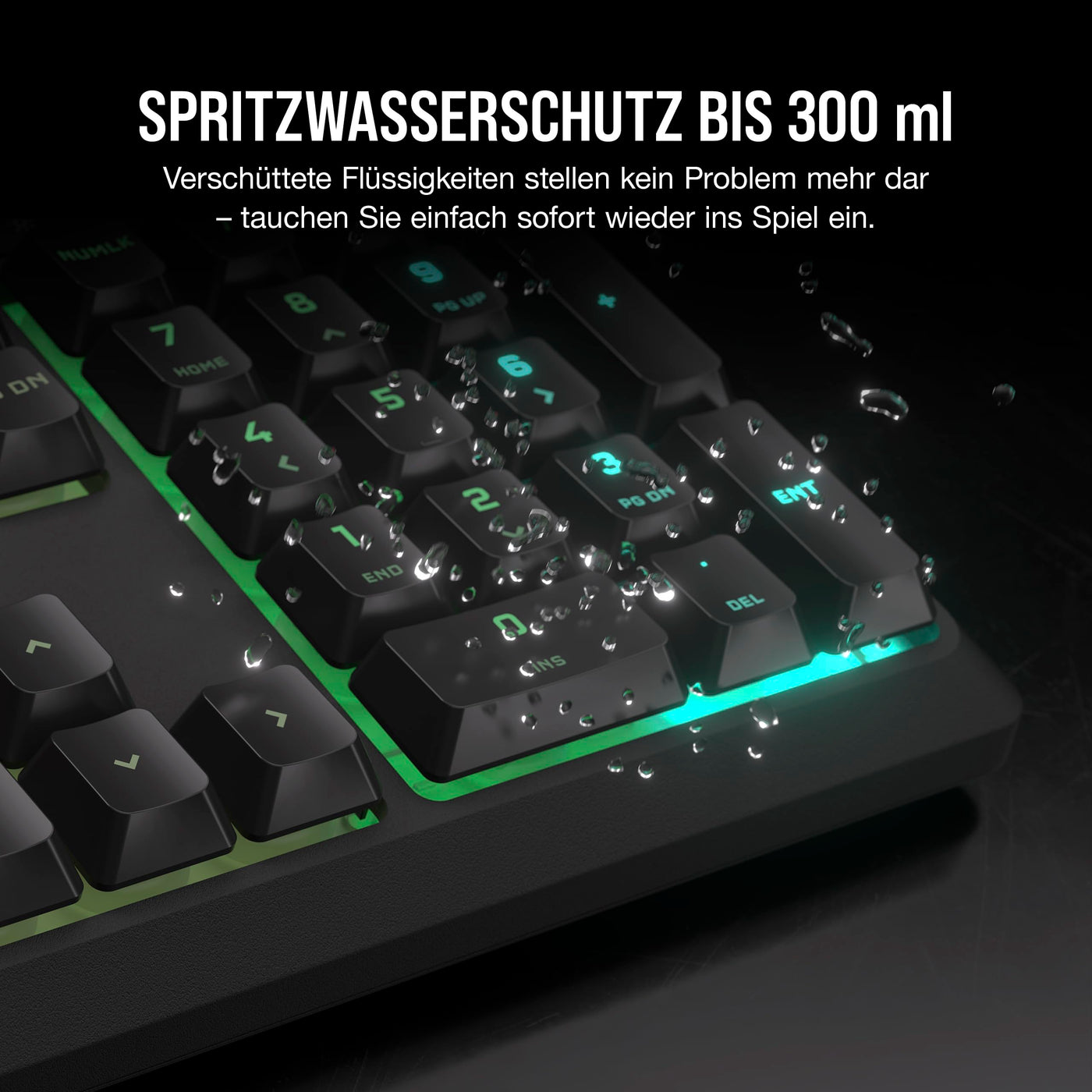 Corsair K55 CORE RGB Membran Kabelgebundene Gaming-Tastatur – Leise, Reaktionsschnelle Schalter – Spritzwasserschutz – Zehn-Zonen-RGB – Medientasten – iCUE-Kompatibel – QWERTZ DE – PC, Mac – Schwarz